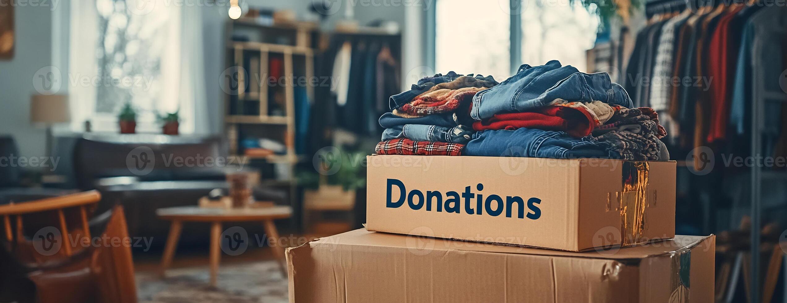 Donations in a box photo