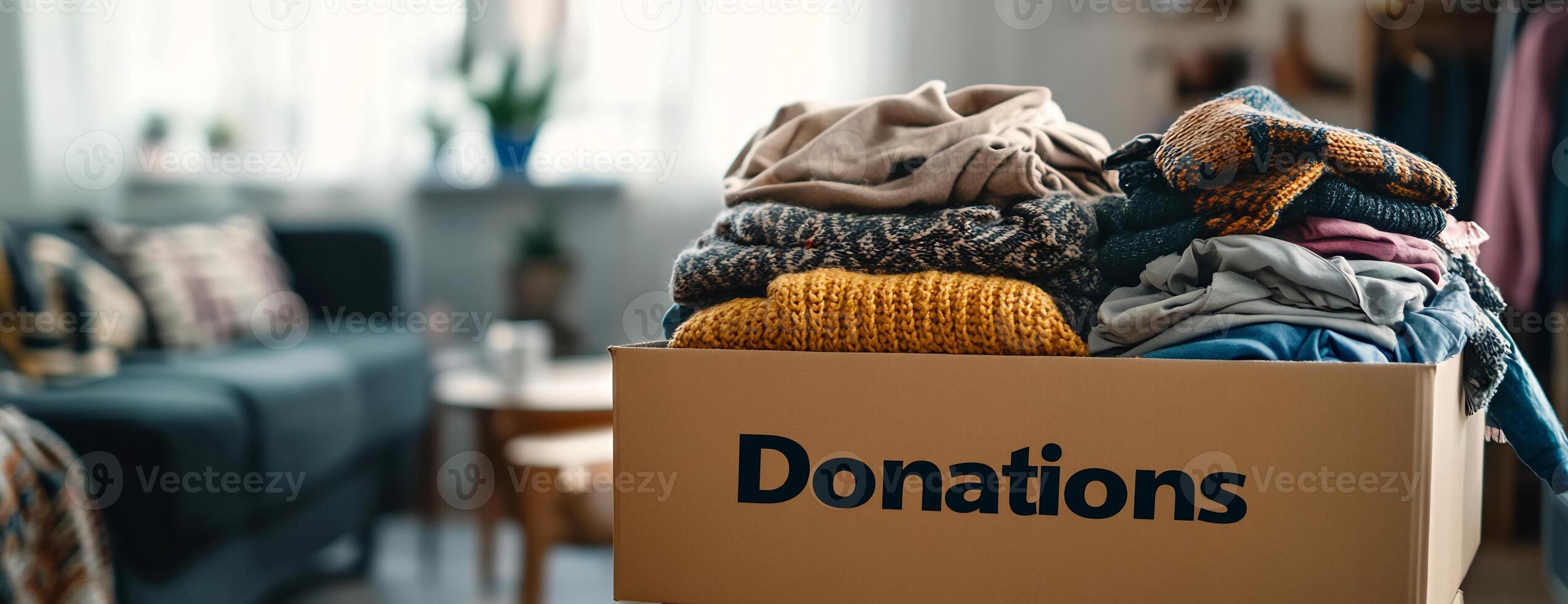 Donations in a box photo