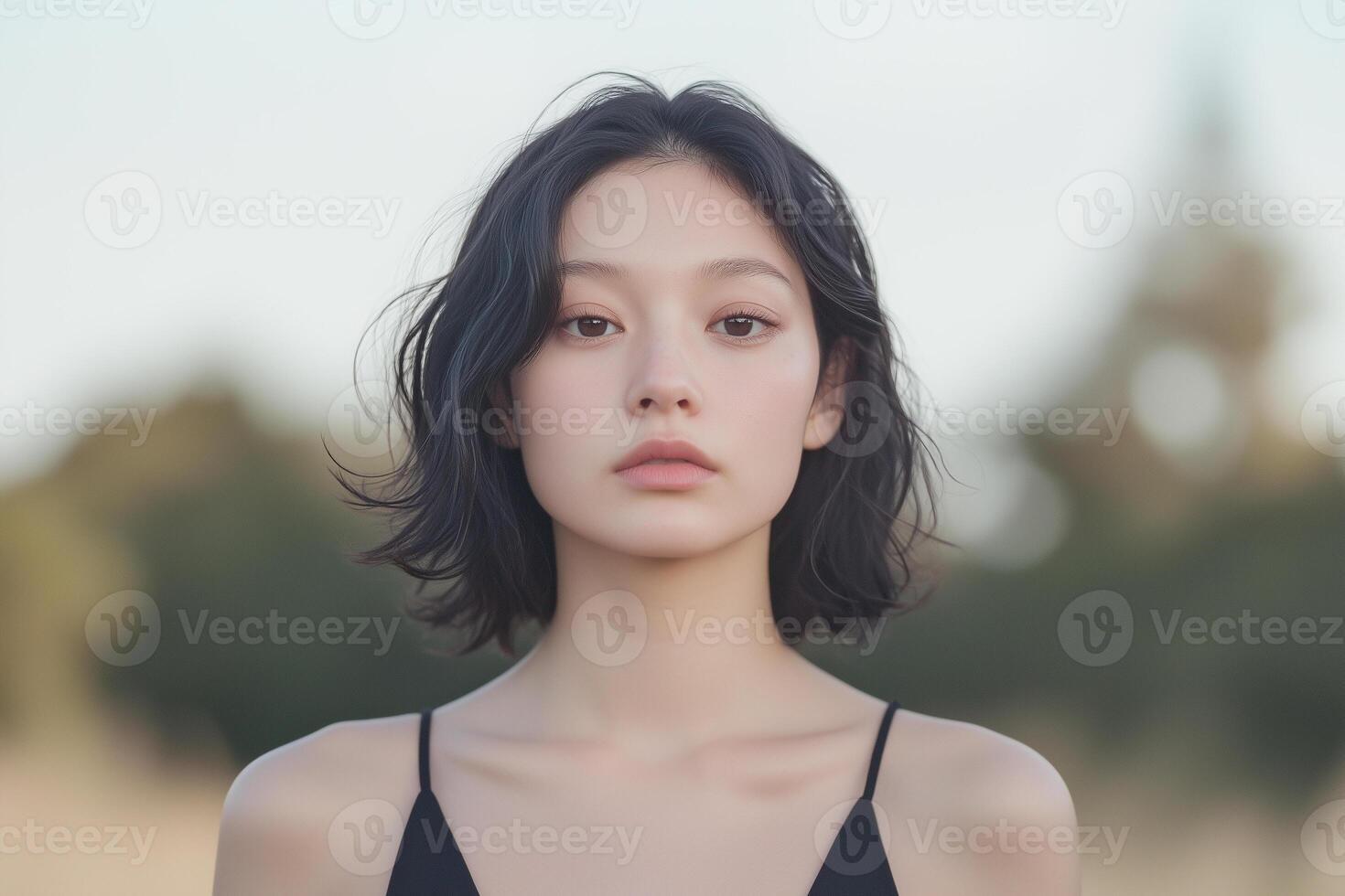A woman with short hair and a black top photo