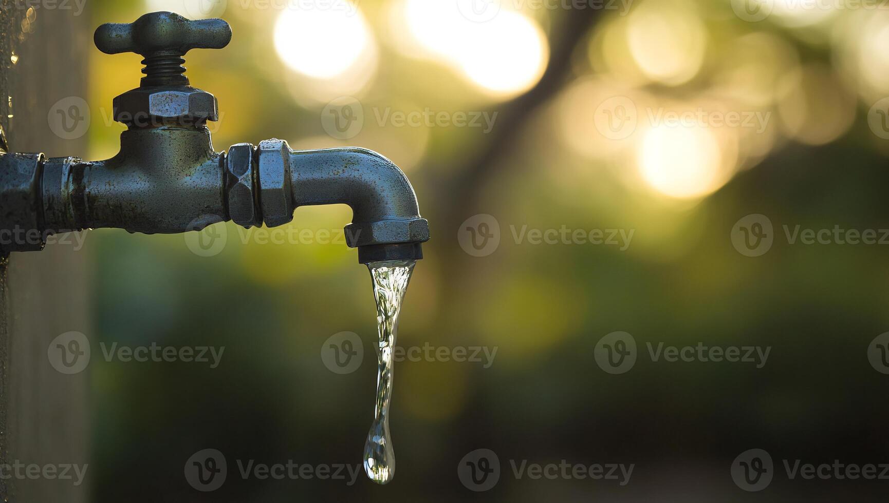 A water tap is dripping water photo