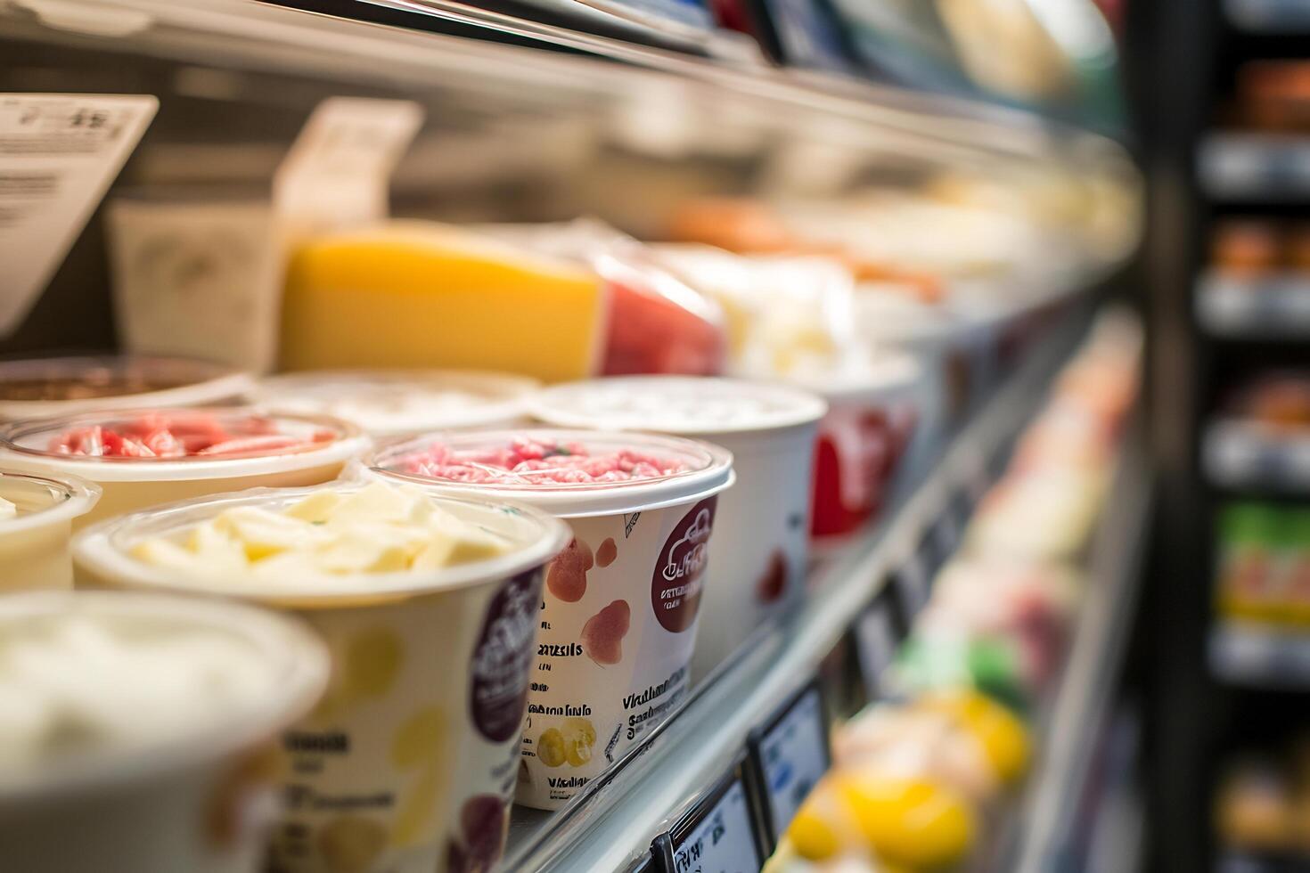 Yogurt in a grocery store photo