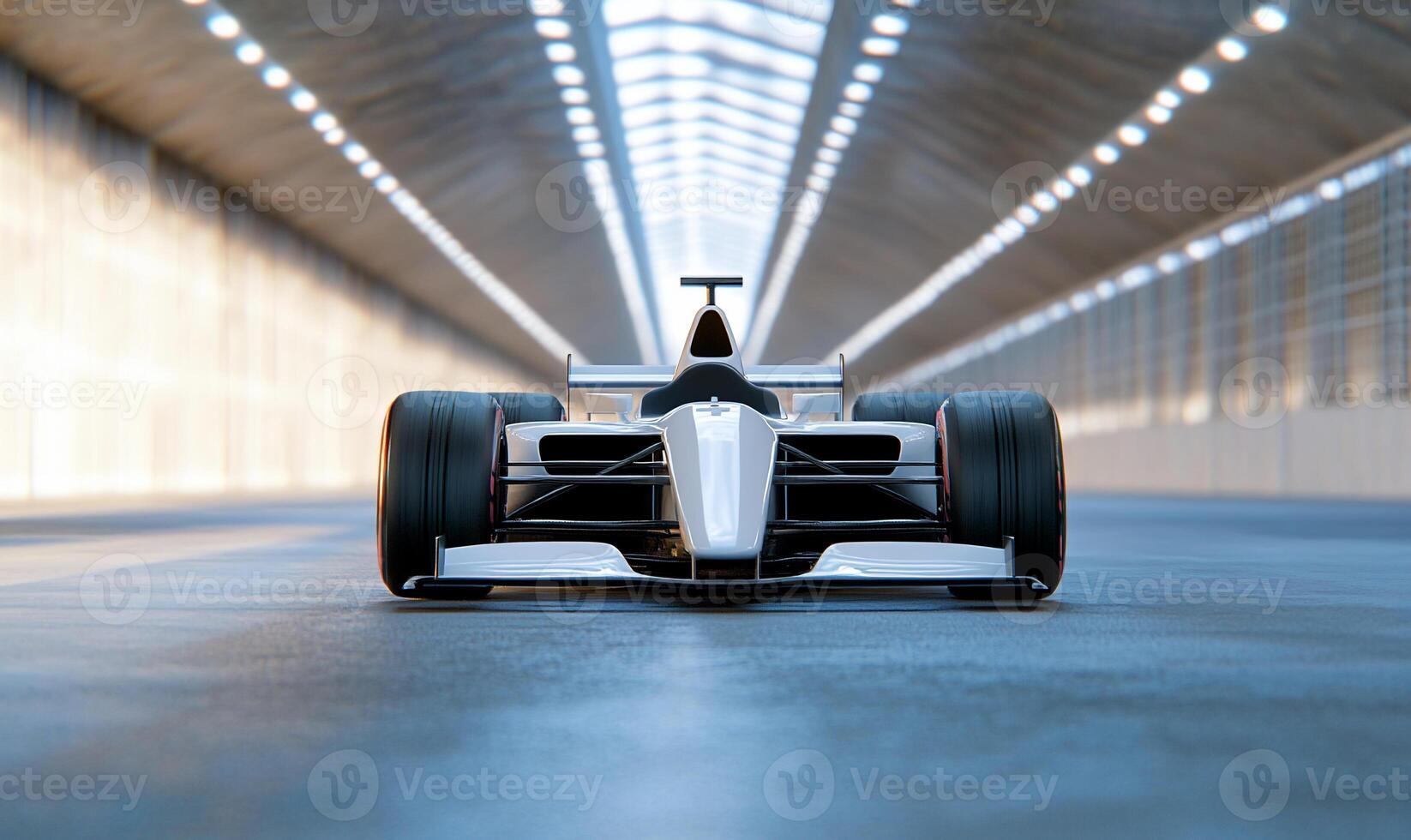 A racing car is driving down a tunnel photo
