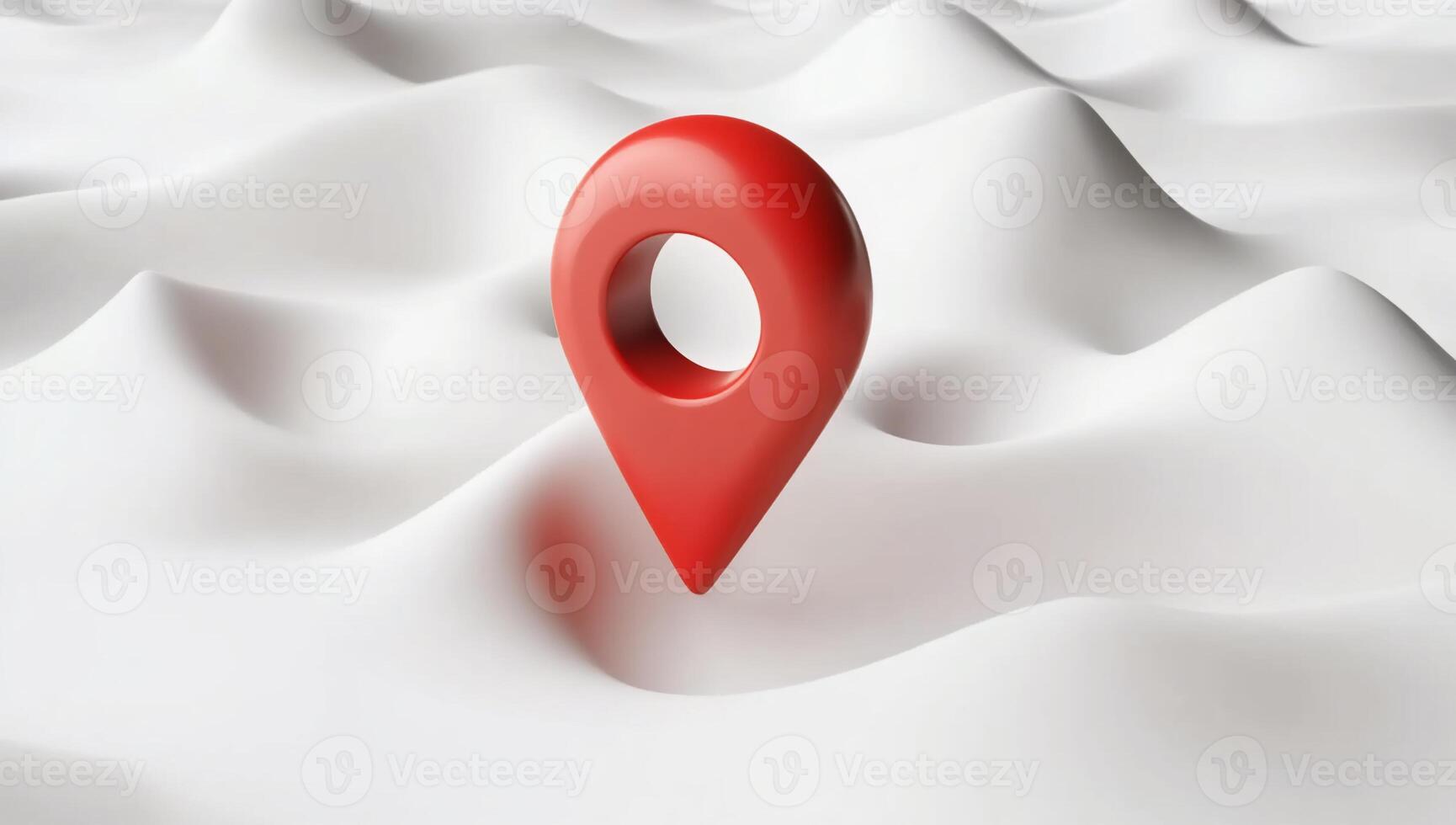 A red pin is in the middle of a white background photo