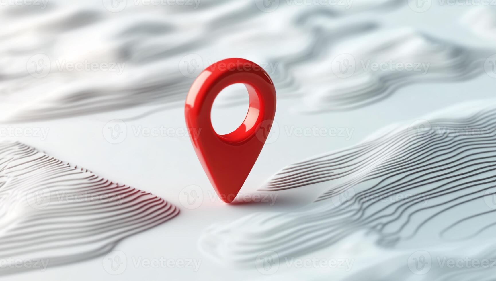 A red pin is on top of a map photo