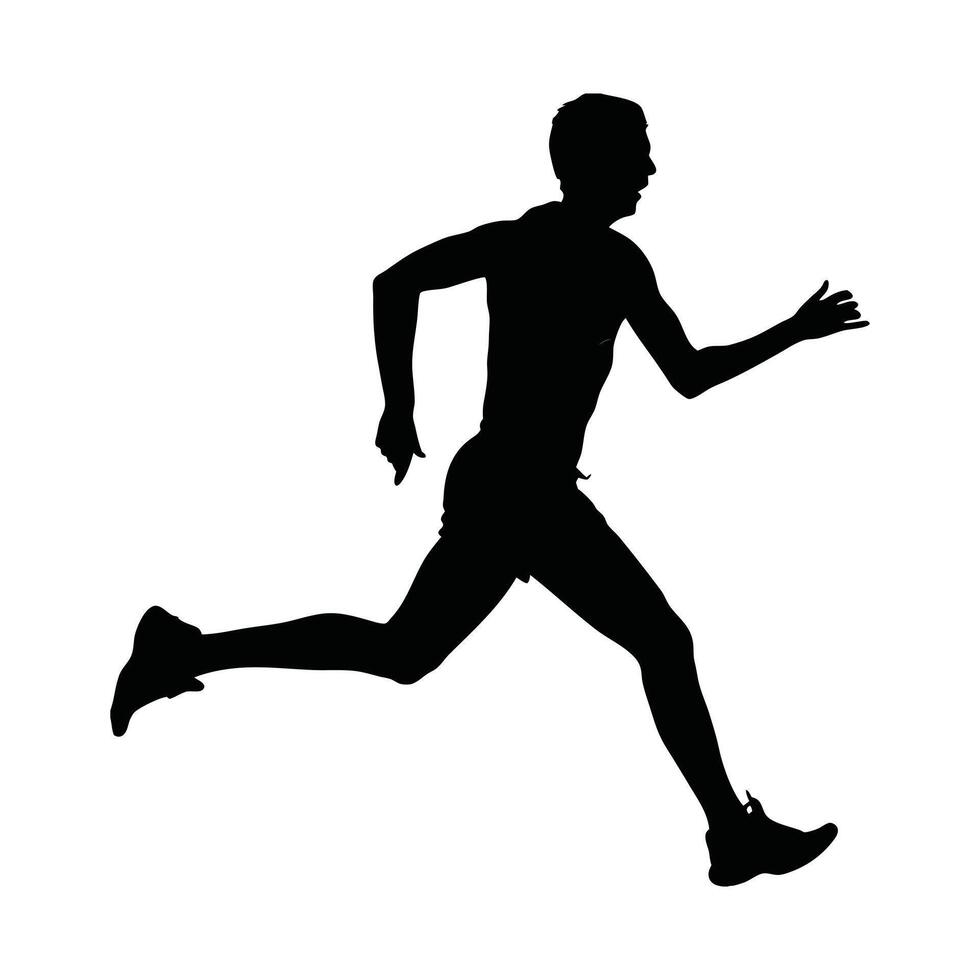 Runner Silhouette Front. A black silhouette of a runner in profile vector