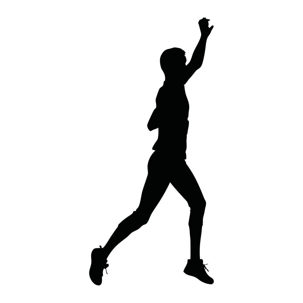 Runner Silhouette Front. A runner silhouette standing still, stretching one arm across their chess vector