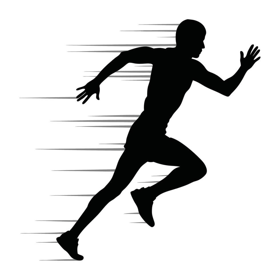 Runner Silhouette Front. A clean silhouette of a runner mid-motion vector