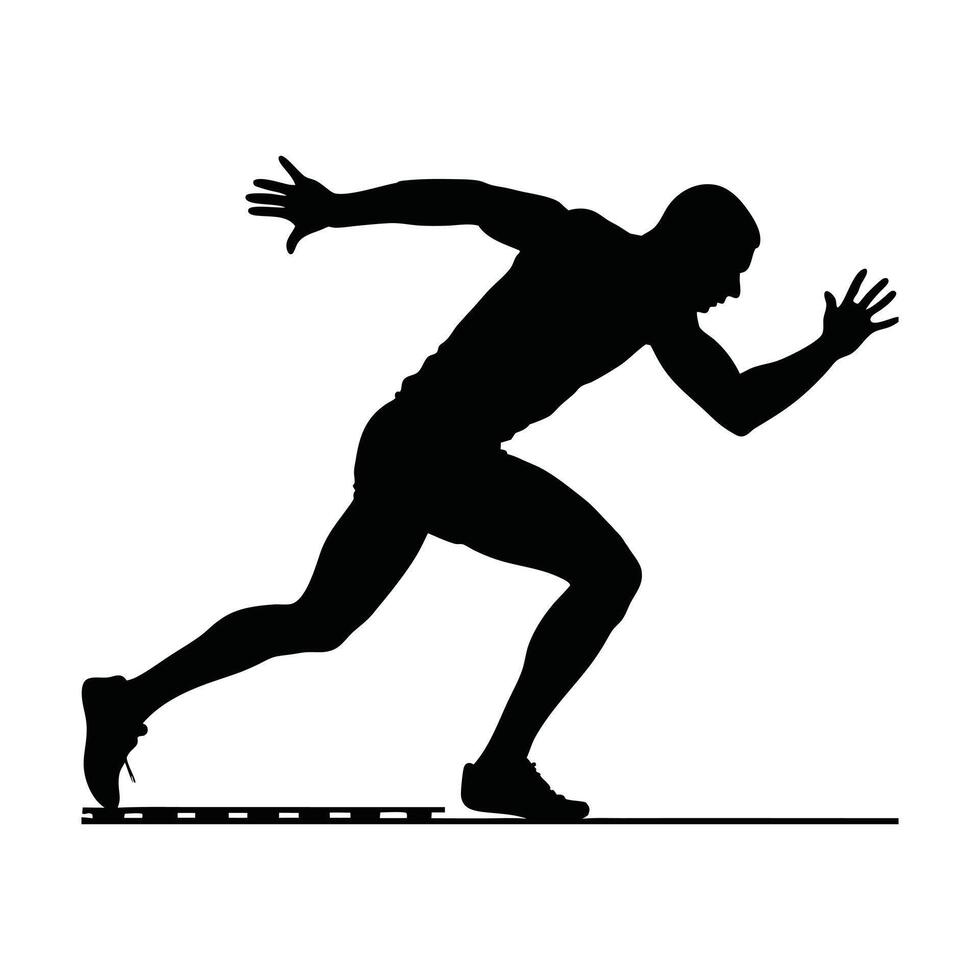 Runner Silhouette Front. A silhouette of a runner in a lunging pose vector