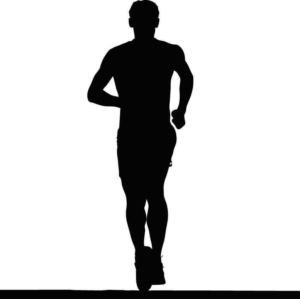 Runner Silhouette Front. A bold black silhouette of a runner hands on hips vector