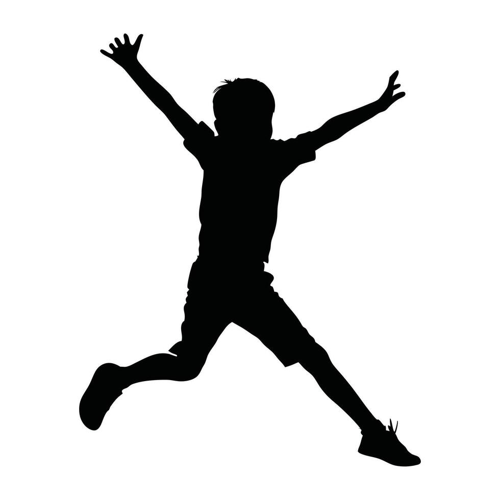 Runner Silhouette Front. A bold silhouette of a child runner in mid-jum vector
