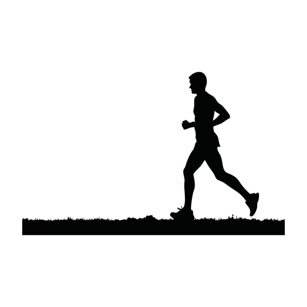 Runner Silhouette Front. A silhouette of a solo runner in nature vector