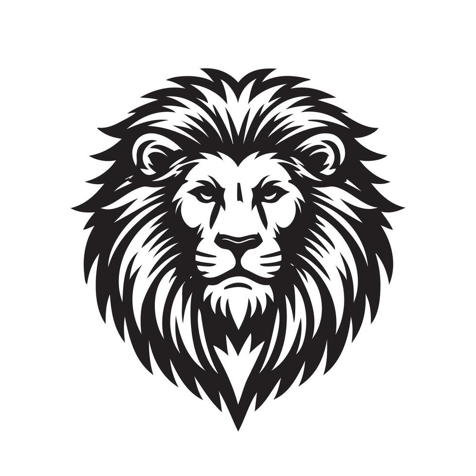 Lion head silhouette minimal black and white vector