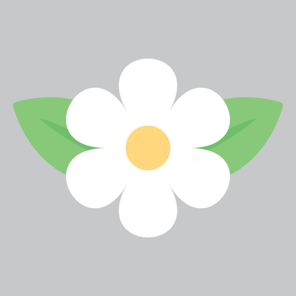Cute white flower icon. Flat design illustration. vector