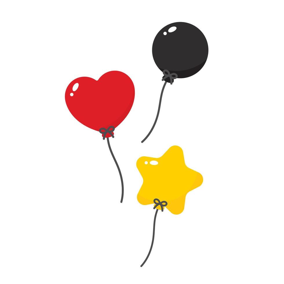Black, red and yellow colored balloon icons, as the colors of Germany flag. Flat design illustration. vector