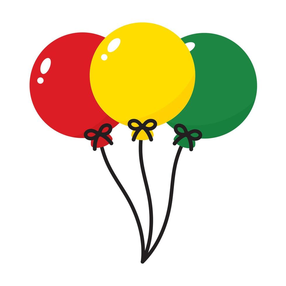 Red, yellow and green colored round balloon icons as the colors of the black history month flag. For Juneteenth and Black History Month. Flat design illustration. vector