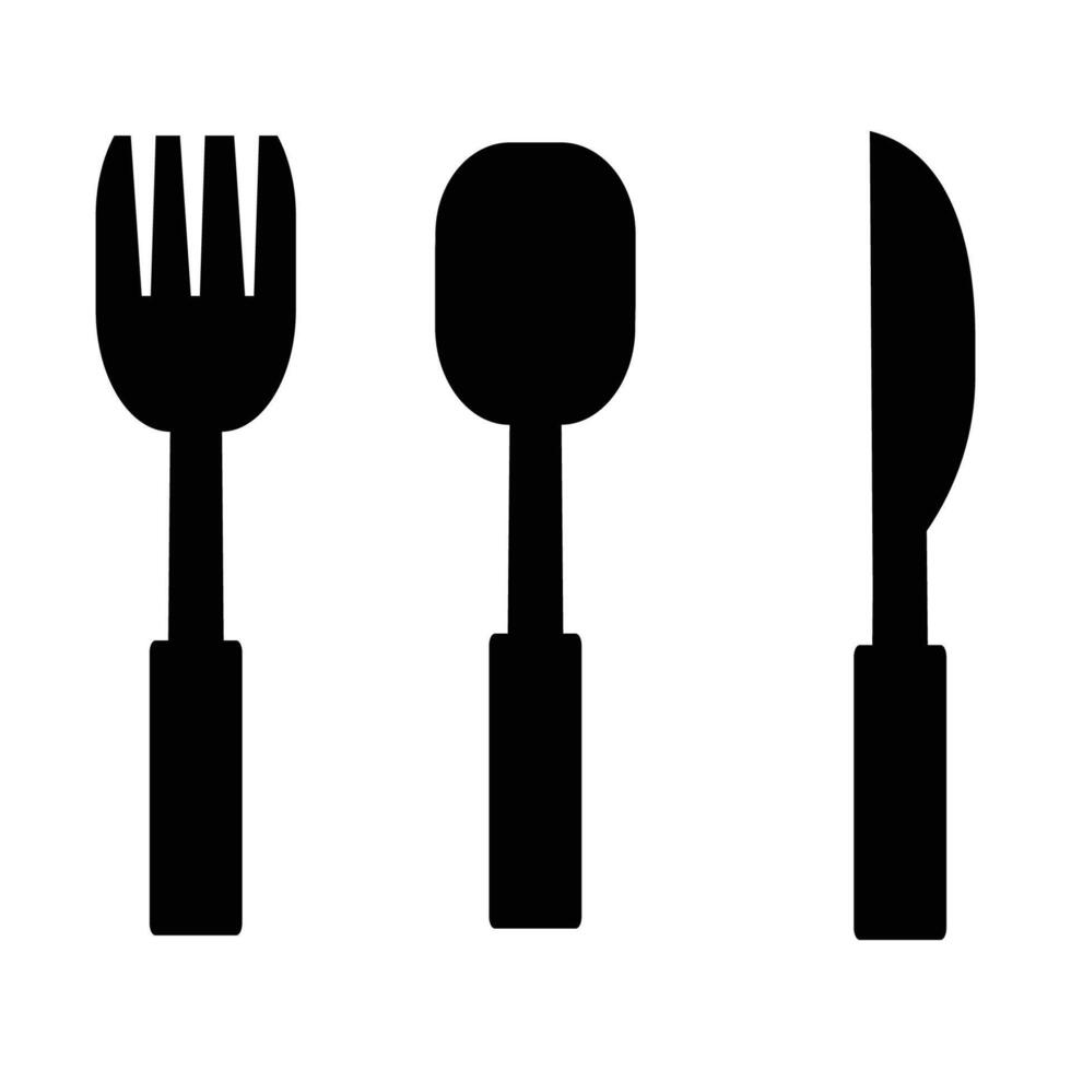 knife and spoon black icon set vector