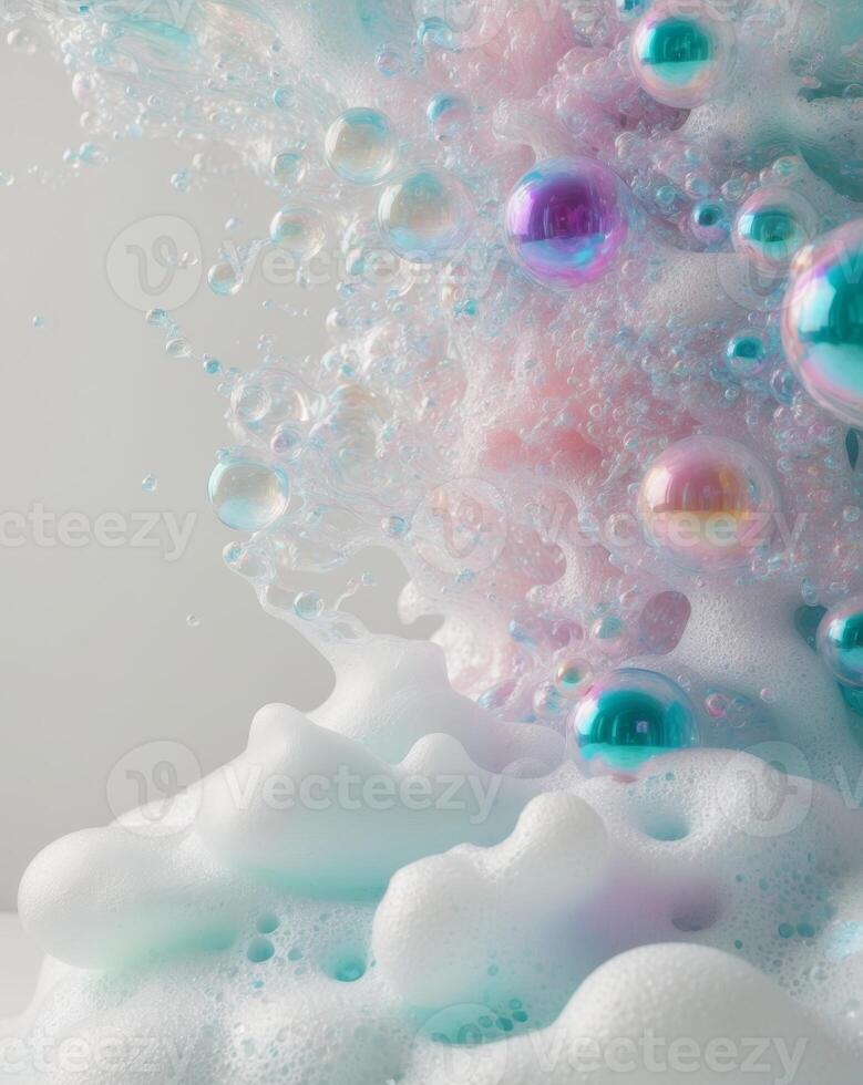 A bubble bath with colorful bubbles and bubbles photo