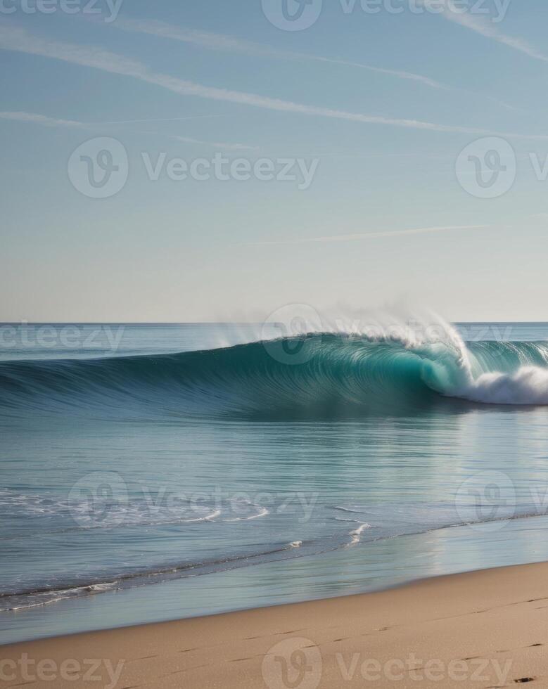 A wave breaking on the beach photo