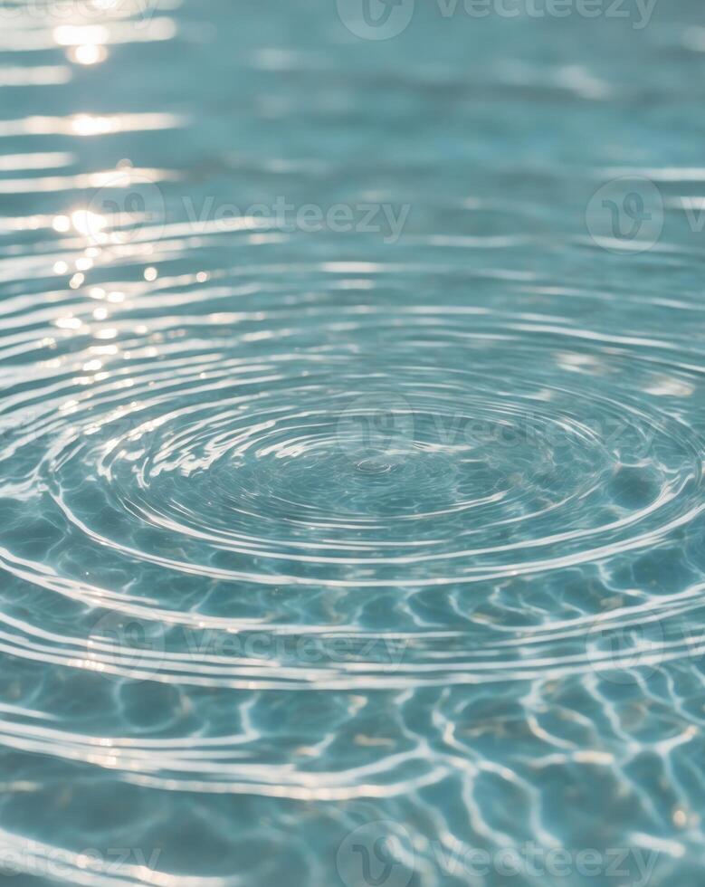 water texture background with sunlight reflection and ripples in a turquoise blue color photo