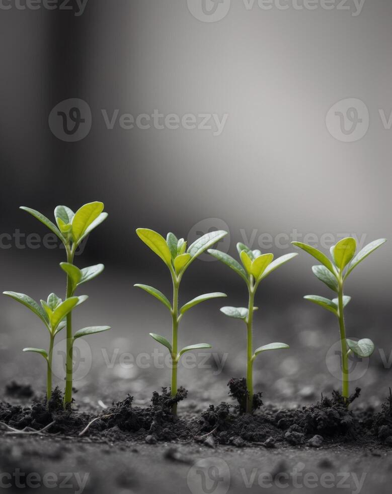 un grupo de joven plantas creciente en el suciedad foto