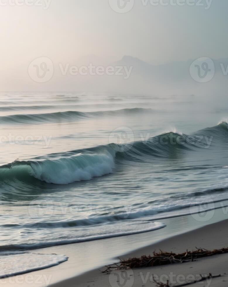 A person is standing on the beach with a surfboard photo