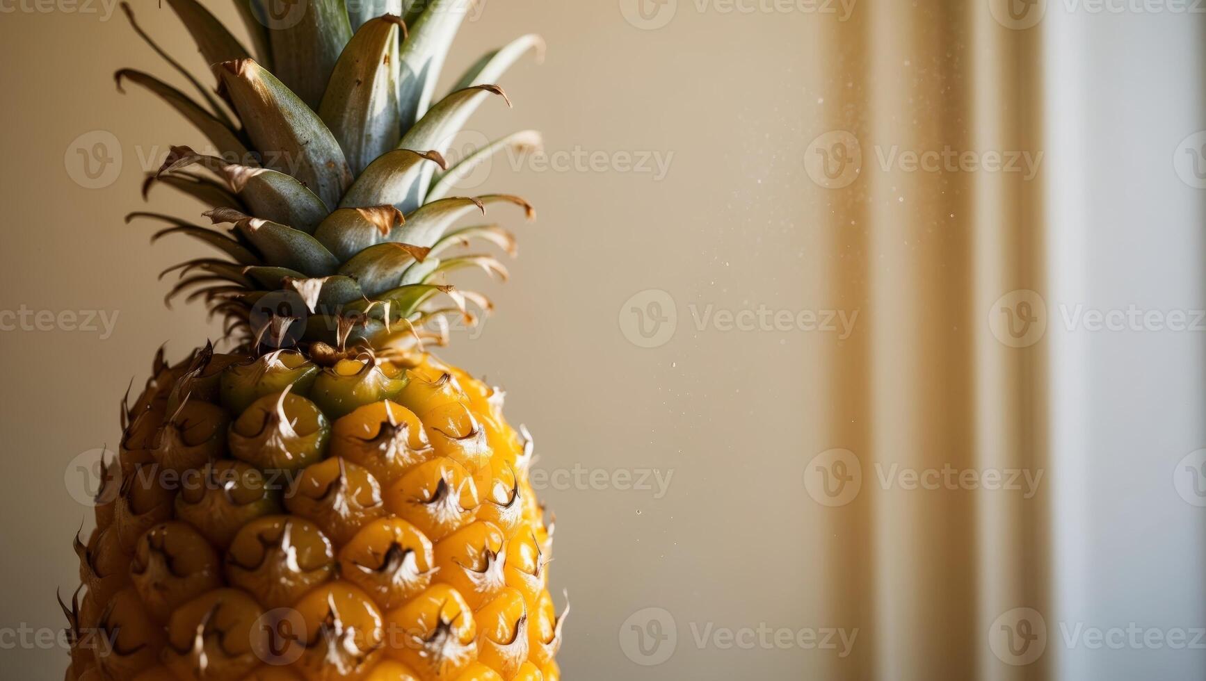 Close up of the unique flavor of golden pineapple under sunlight photo