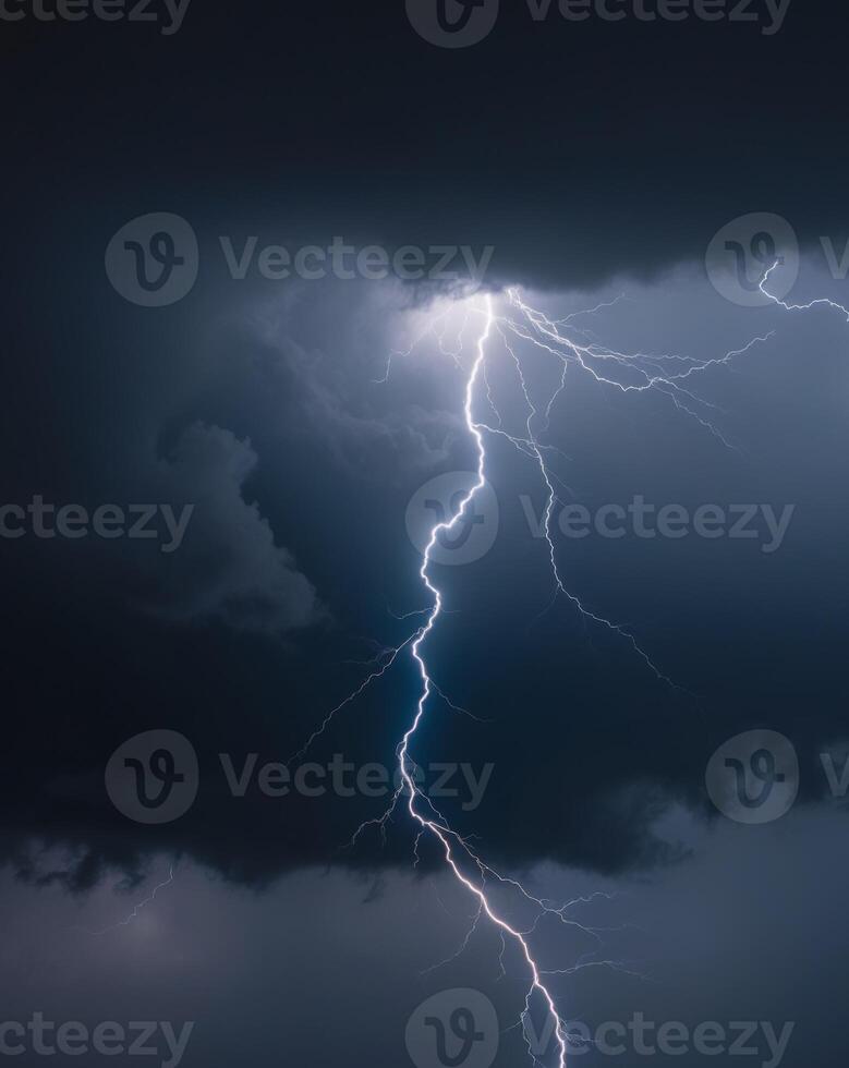 Dark and Moody Storm Cloud Background with Flashes of Dramatic Lightning photo