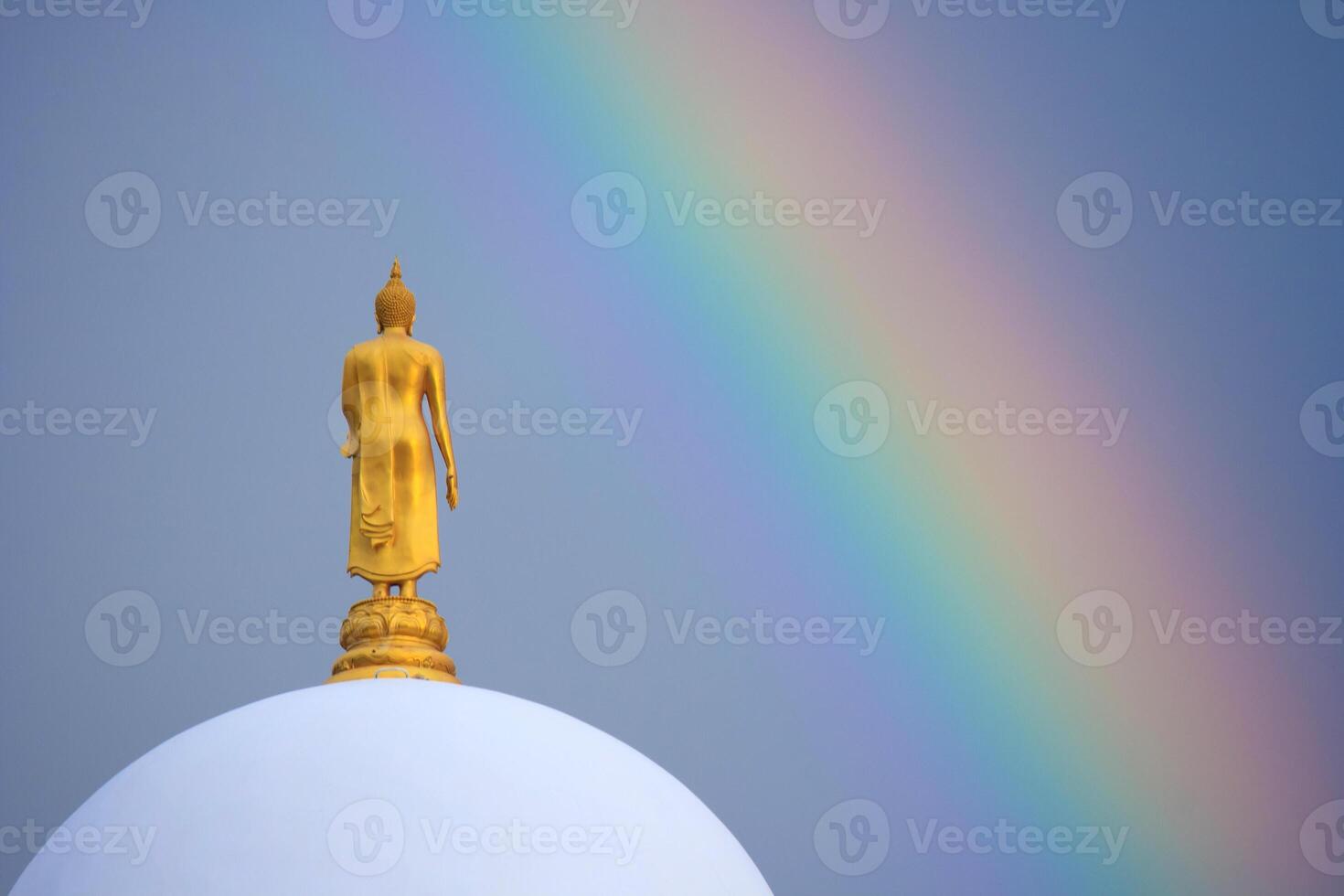 A golden buddha statue on top of a dome photo