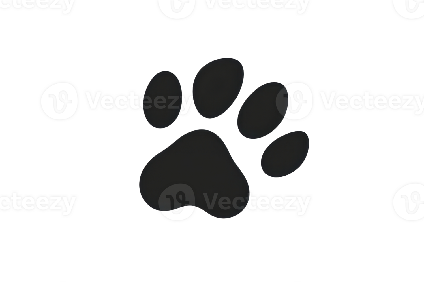 A stylized animal paw print with distinct pads representing a pet or wildlife connection. png