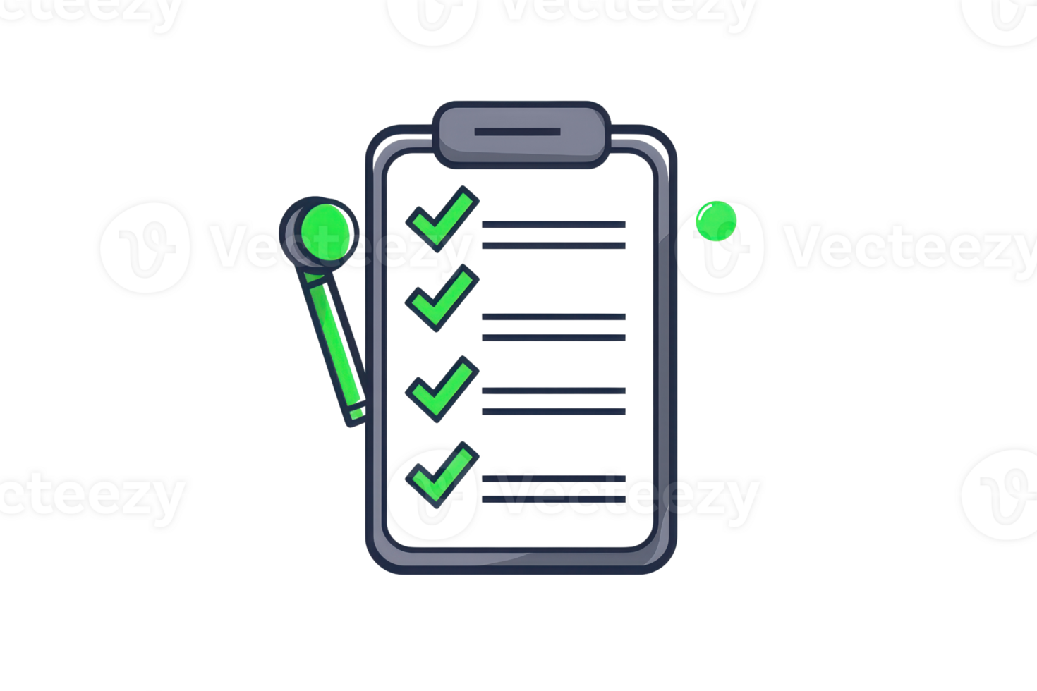 A digital checklist with green checkmarks, emphasizing task completion on a clipboard. png