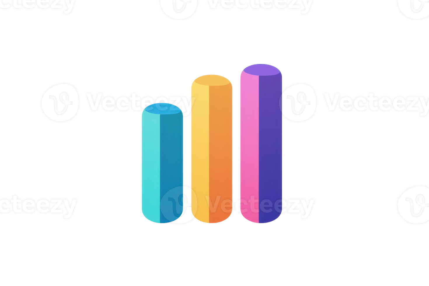 A vibrant set of three vertical bars in varying heights and colors, representing data visualization. png