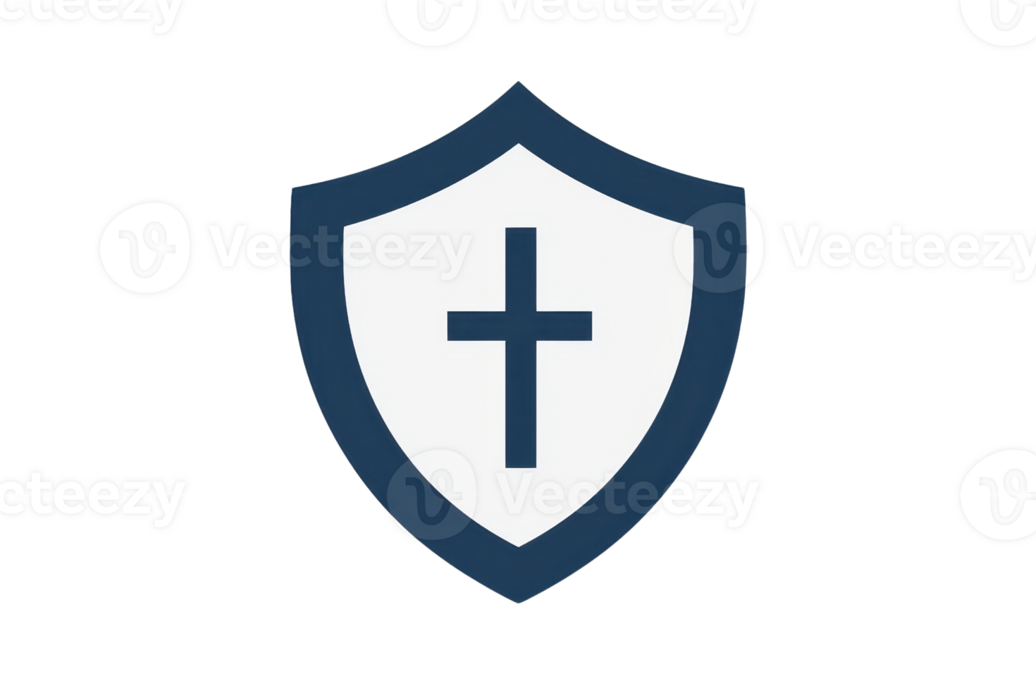 A shield emblem featuring a central cross, symbolizing protection and faith. png