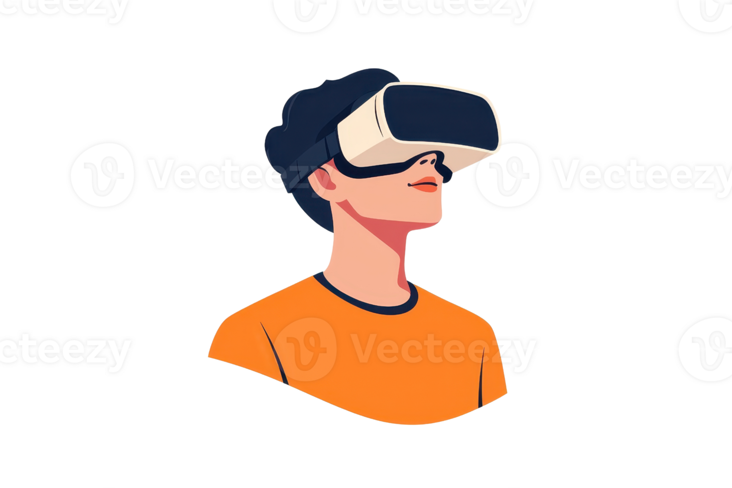 A person wearing a VR headset, appearing engaged in a virtual reality experience. png