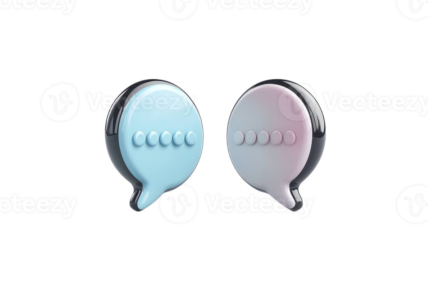 Colorful speech bubble-shaped devices featuring buttons, designed for communication and interaction. png