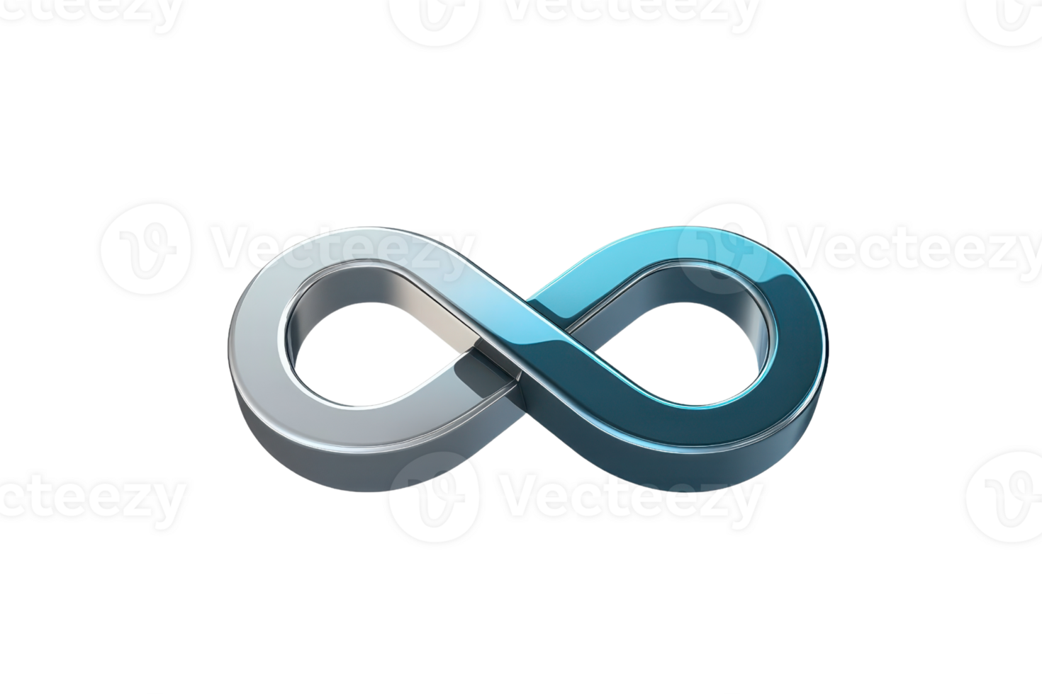 3D rendering of a metallic infinity symbol on a transparent background. representing endless possibilities and limitless potential in a modern style. png