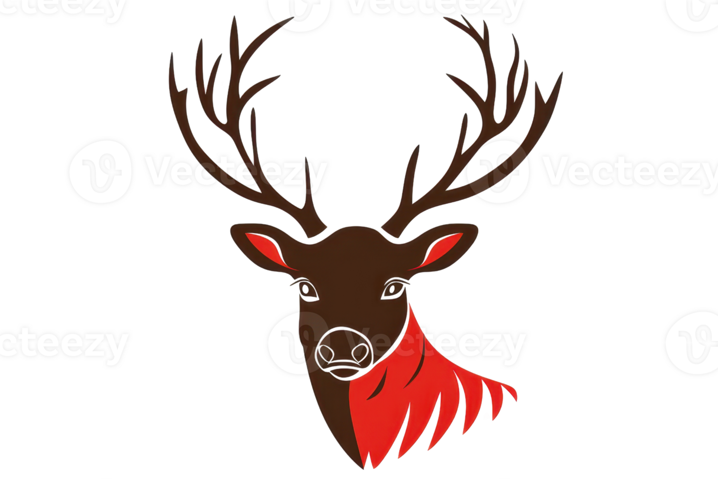 A stylized deer head with prominent antlers and colorful accents, showcasing elegance and strength. png