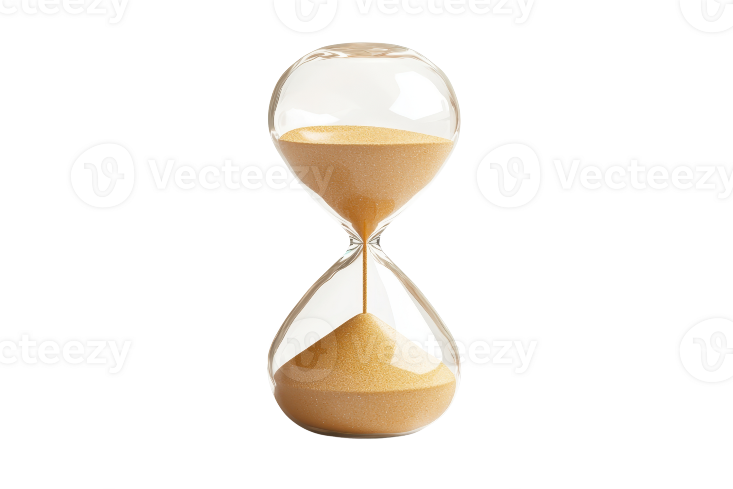 An hourglass filled with fine sand, elegantly shaped, symbolizing the passage of time. png