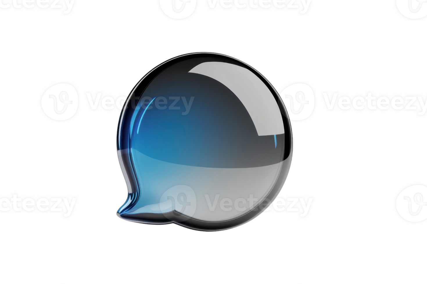3D glossy speech bubble icon with a blue gradient, isolated on a transparent background. symbolizing communication and conversation. png