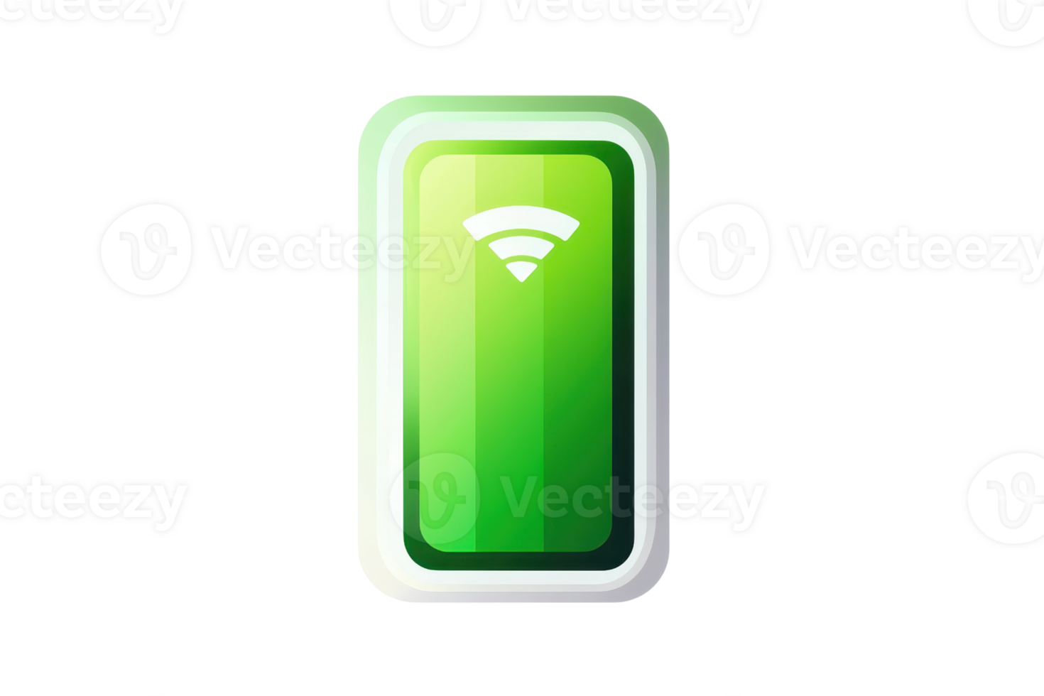 A sleek, green wireless charging icon with signal waves indicating connectivity, designed for modern technology. png