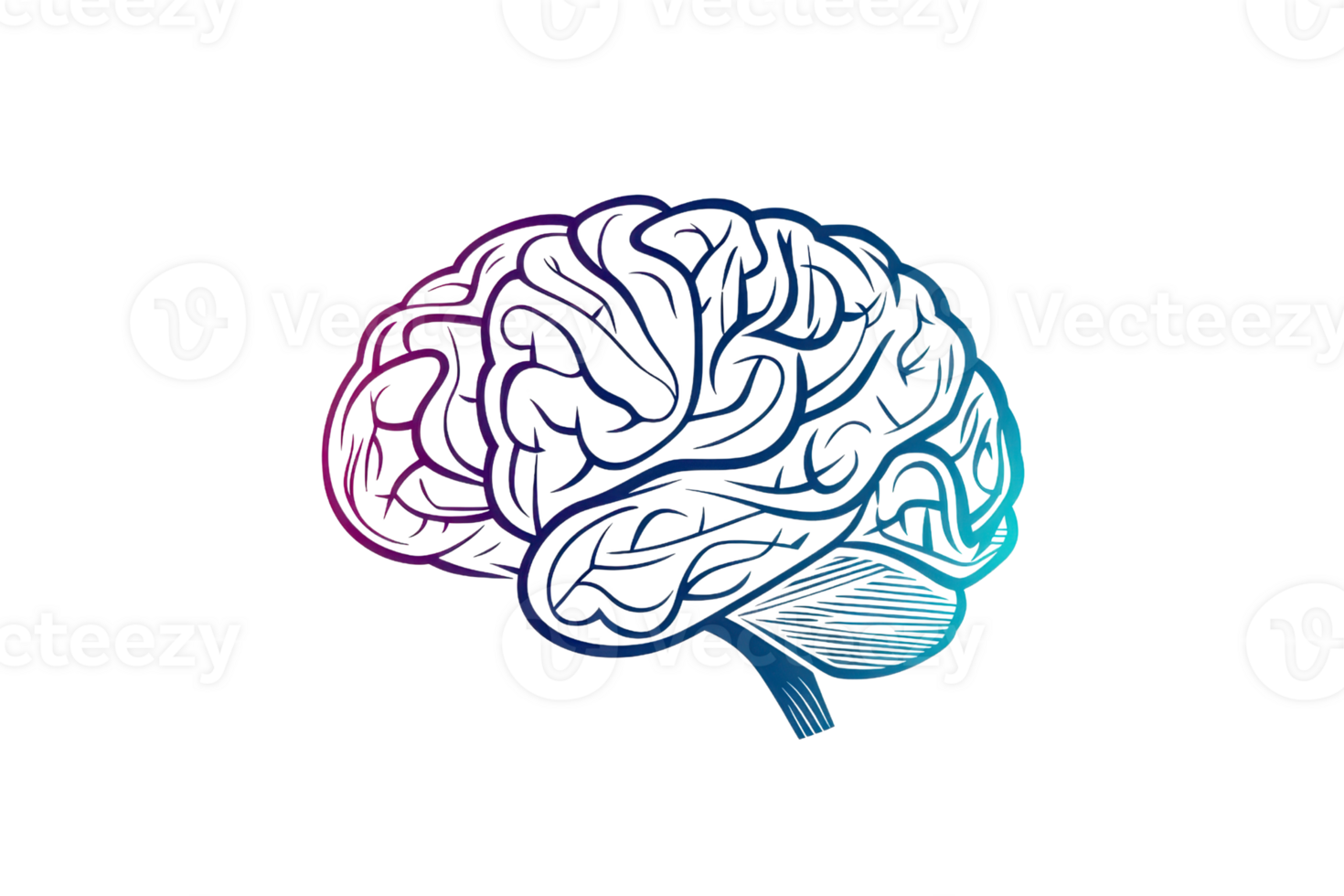 A colorful illustration of a brain, showcasing intricate neural pathways in a visually engaging design. png