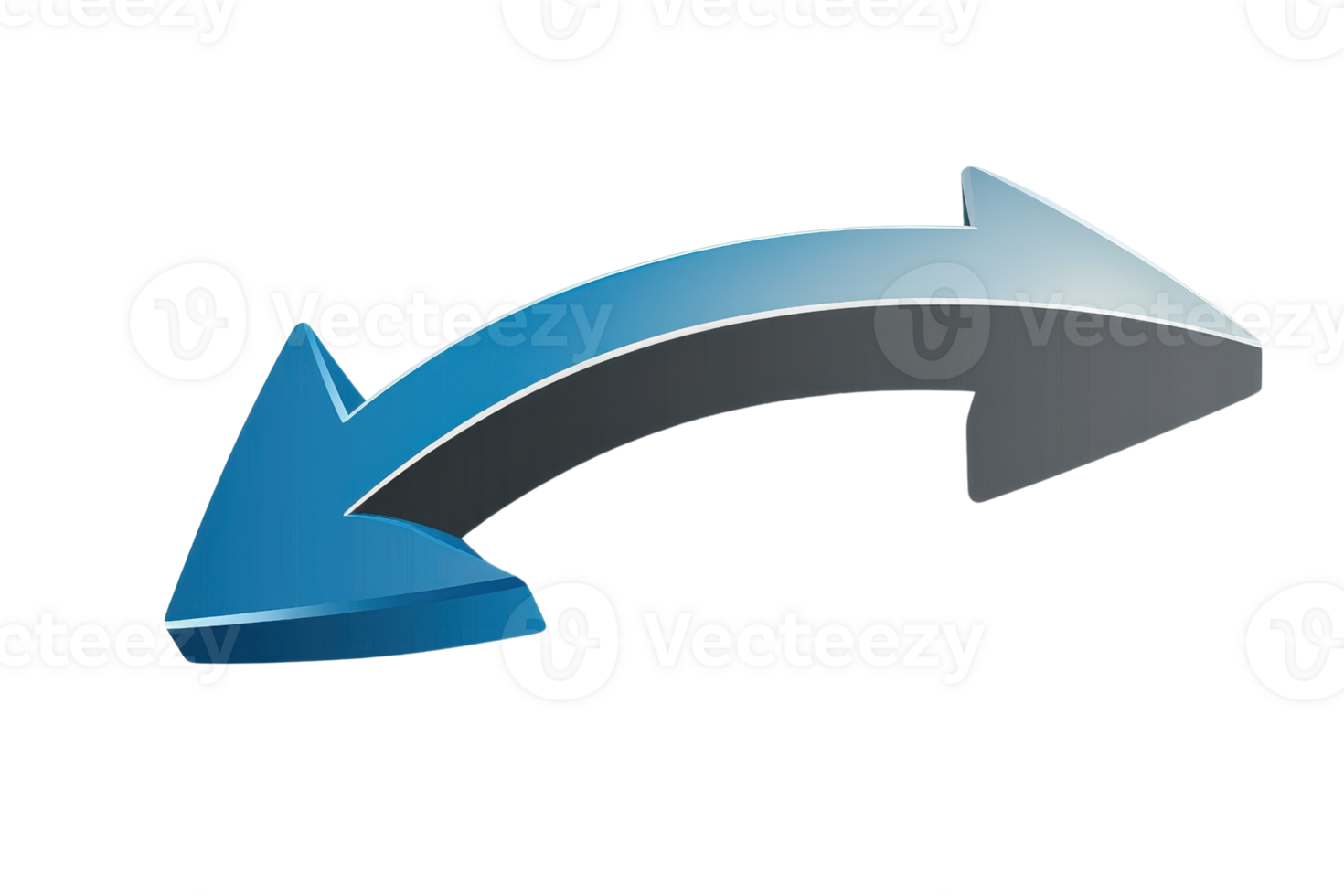 A 3D blue and gray double-sided arrow symbol, illustrating direction and movement, on a transparent background, ideal for design and navigation concepts. png