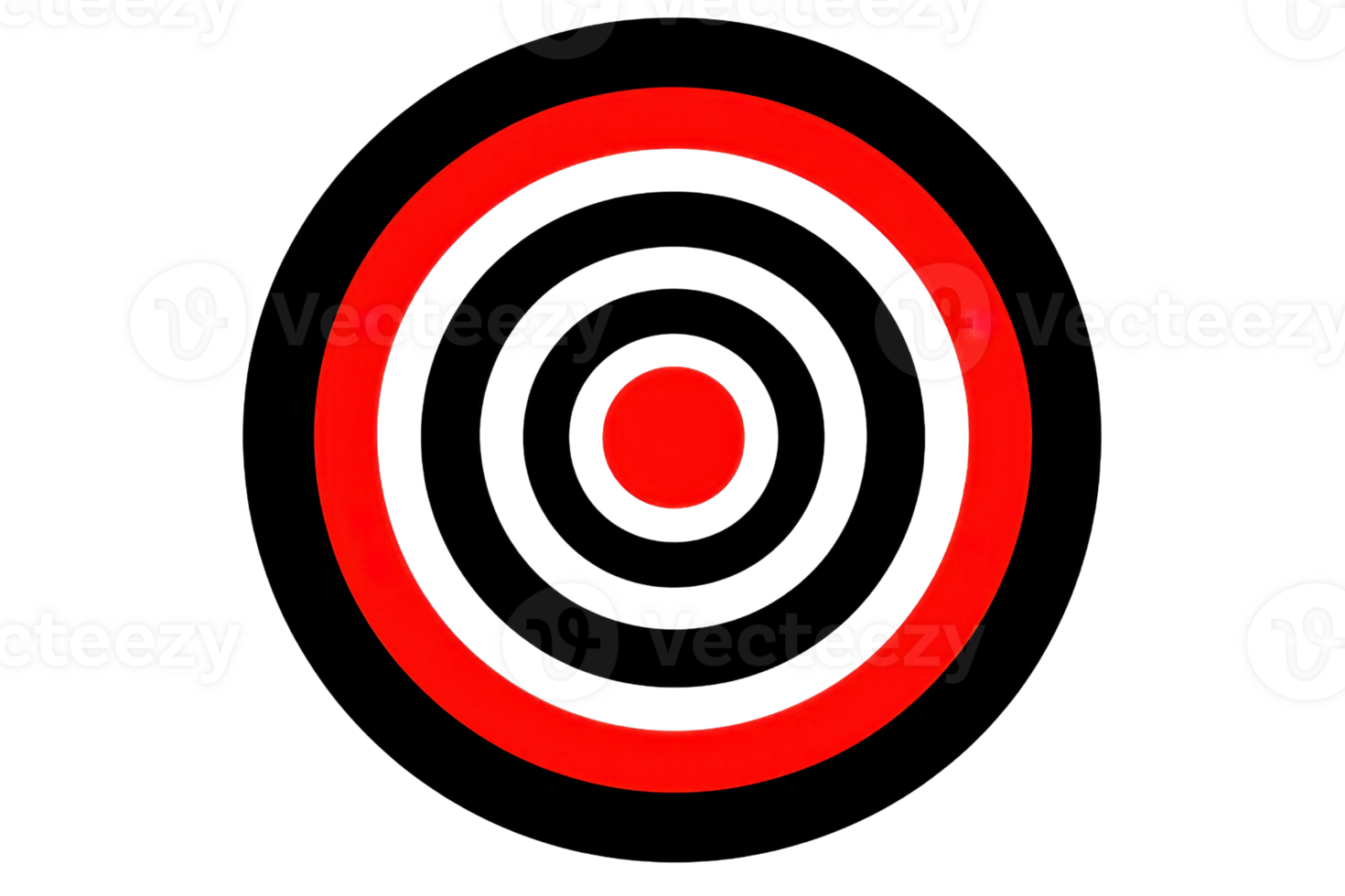 A bold red concentric circle design featuring a central dot, creating a striking visual pattern. png