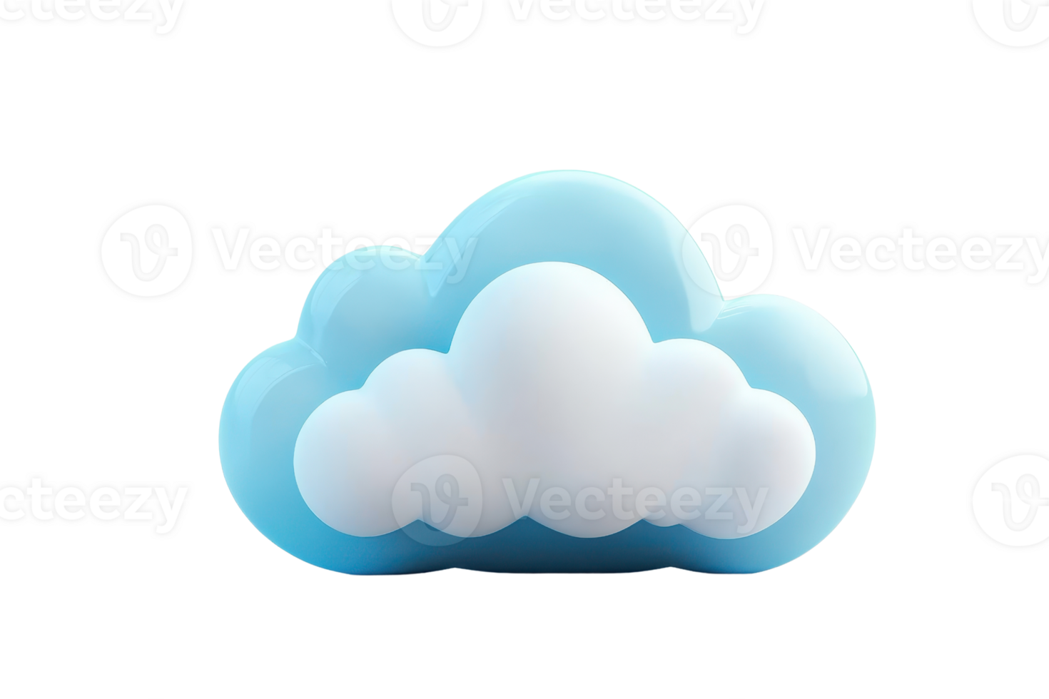 3D illustration of a fluffy cartoon cloud with a blue and white color scheme, perfect for weather apps, games, and design projects. png