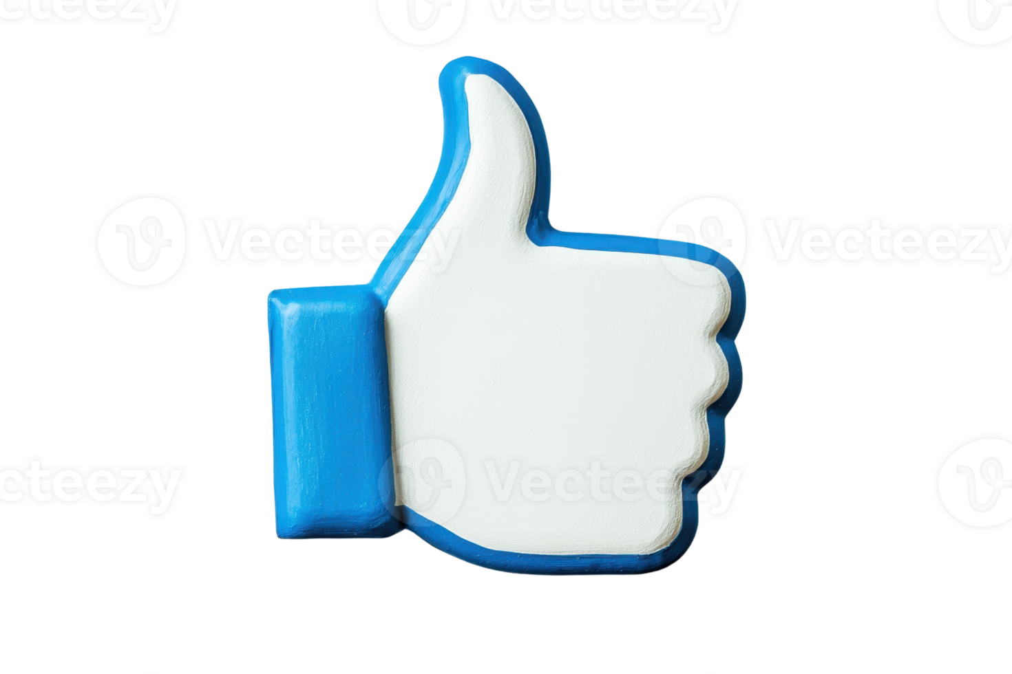 A blue and white thumbs-up symbol representing approval or positivity. png