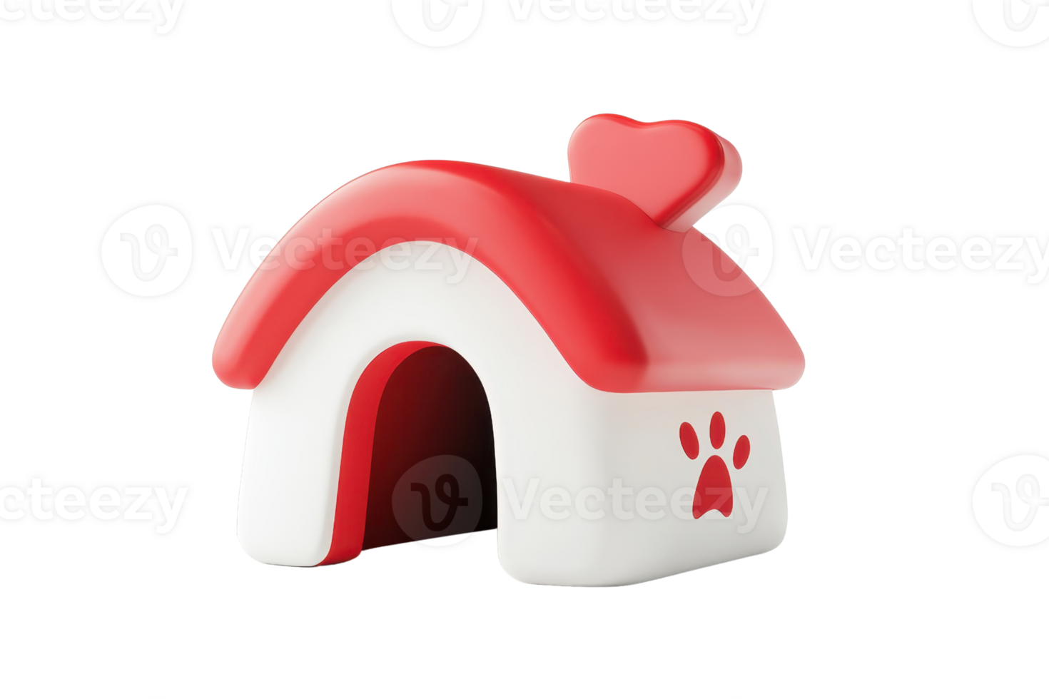 A colorful pet house featuring a heart-shaped roof and paw print design, ideal for small animals. png