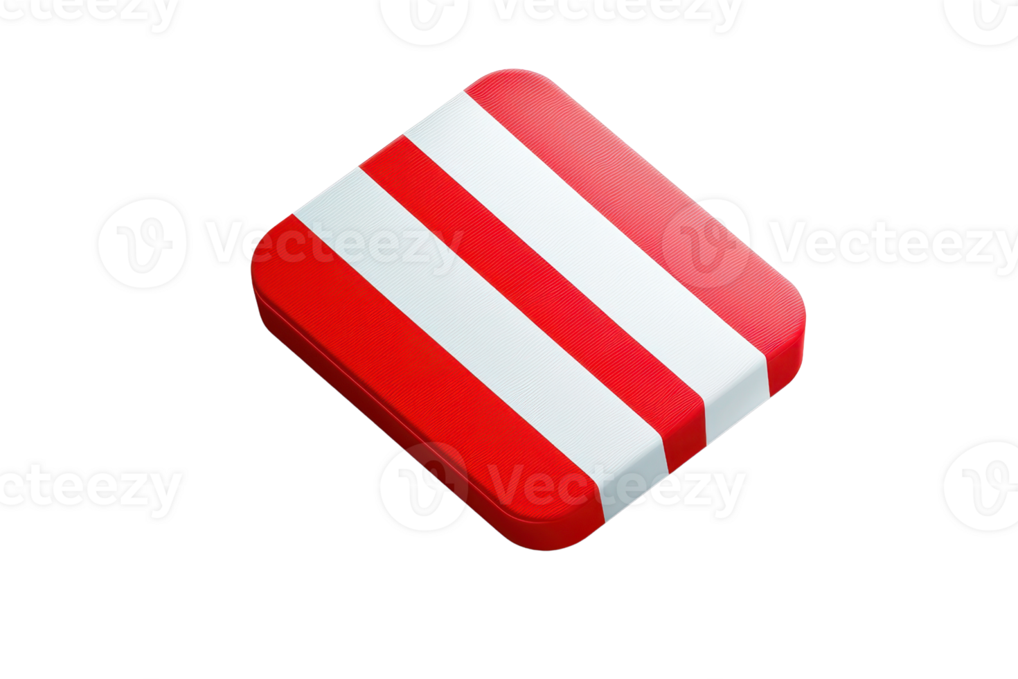 A red square shape featuring three bold white stripes across its surface. png