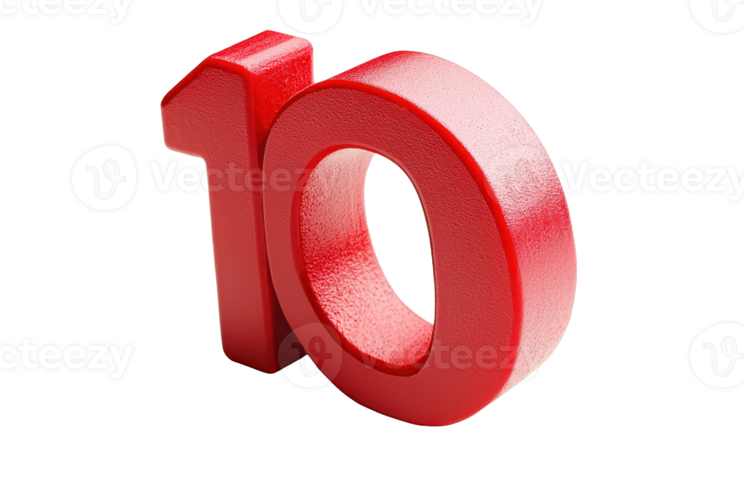 3D rendering of red number ten standing on a transparent background. symbolizing achievement, ranking, top position, anniversary, or celebration. png