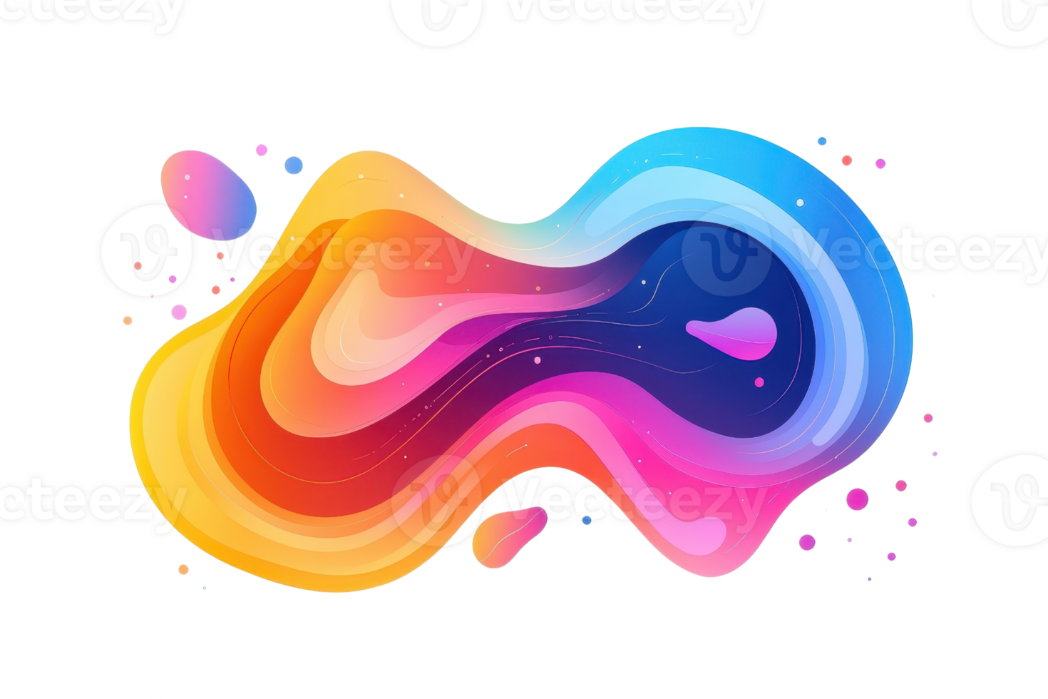 A colorful, abstract design featuring fluid shapes and gradients blending shades of orange, pink, blue, and purple. png