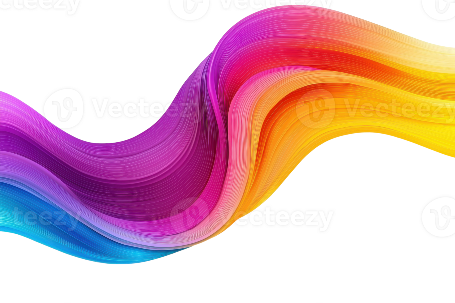 A vibrant wave of mixed colors flows smoothly, showcasing bold hues of pink, purple, blue, and yellow in a dynamic, swirling pattern. png