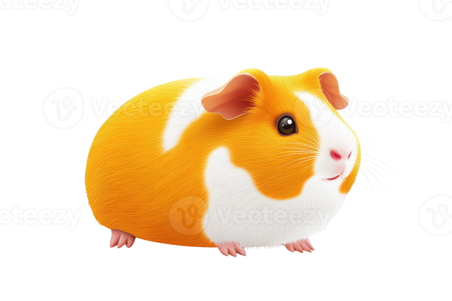 A cute, orange-and-white guinea pig with a round body and small feet. png